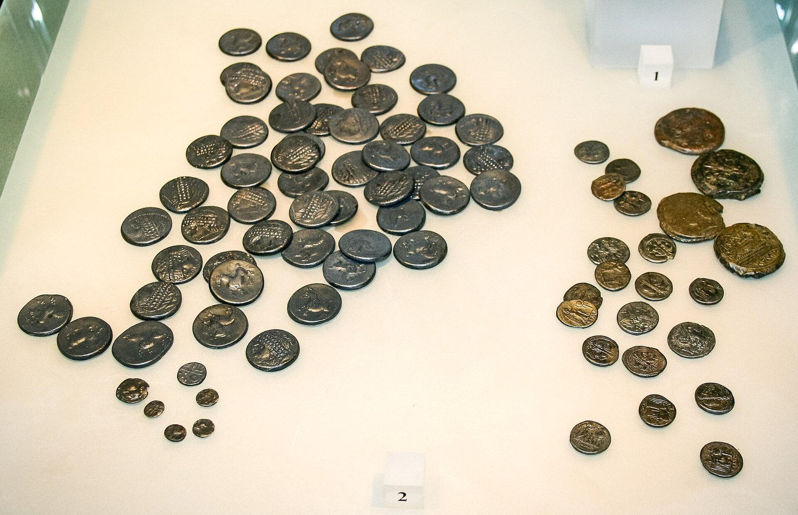Bir müzede sergilenen antik sikkeler (temsili)